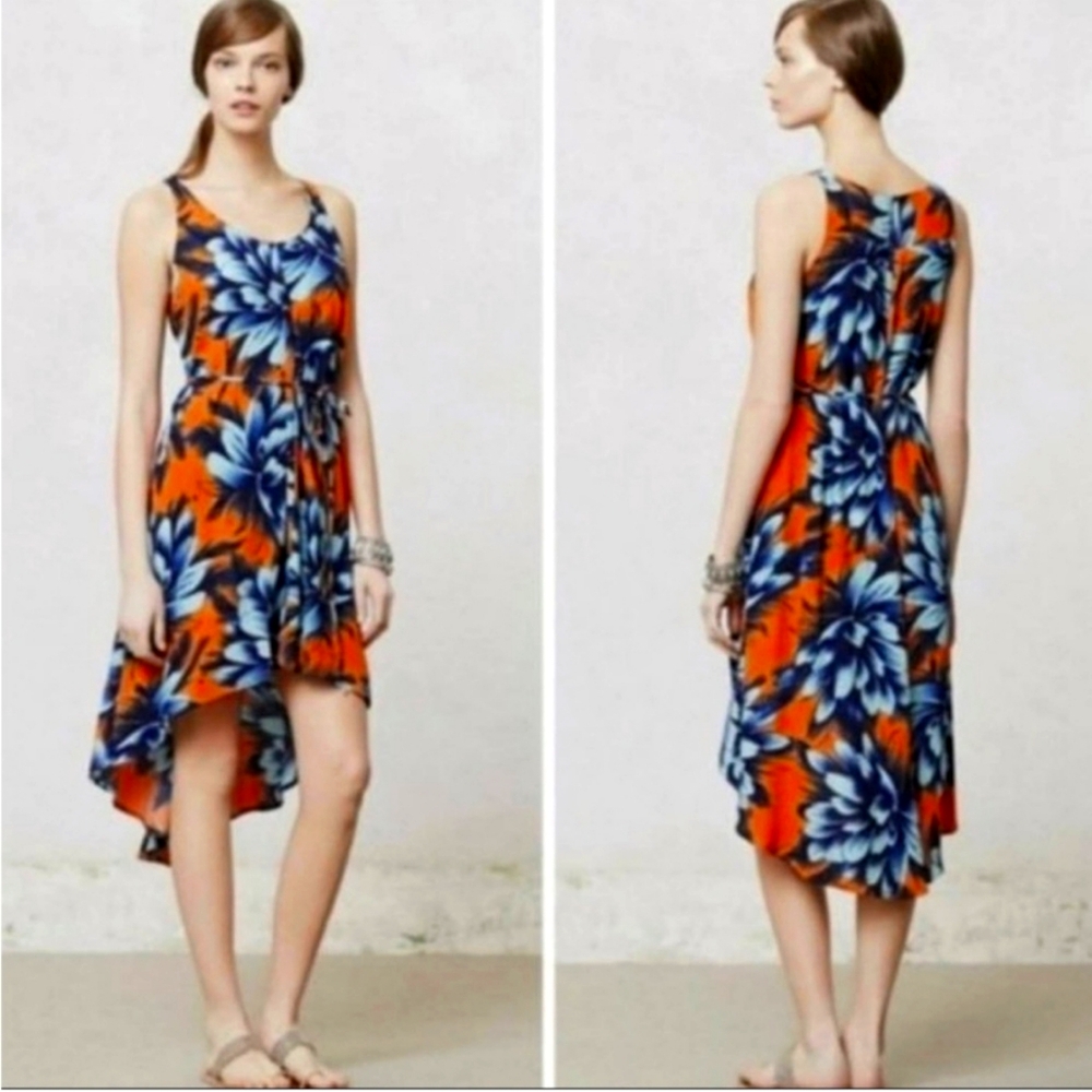 Anthropologie Maeve Sunset Hibiscus Floral Dress